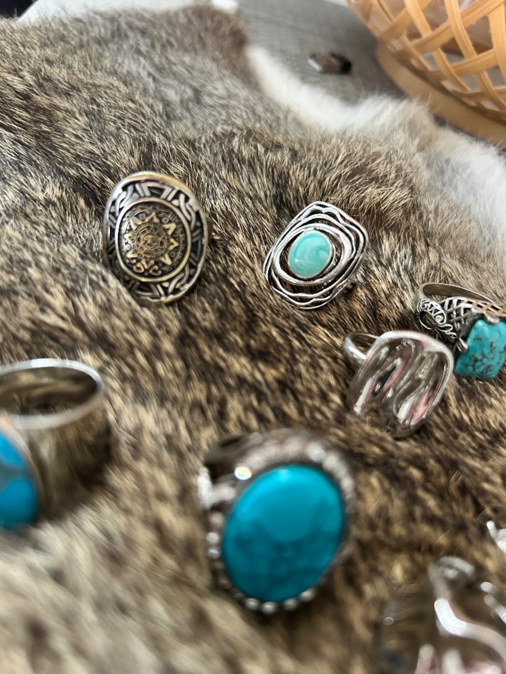 Assorted 10 Rings including Turquoise. - Picture 2 of 6